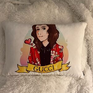Society6 Throw Pillow w Harry Styles in a Gucci Blooms flora Suit
